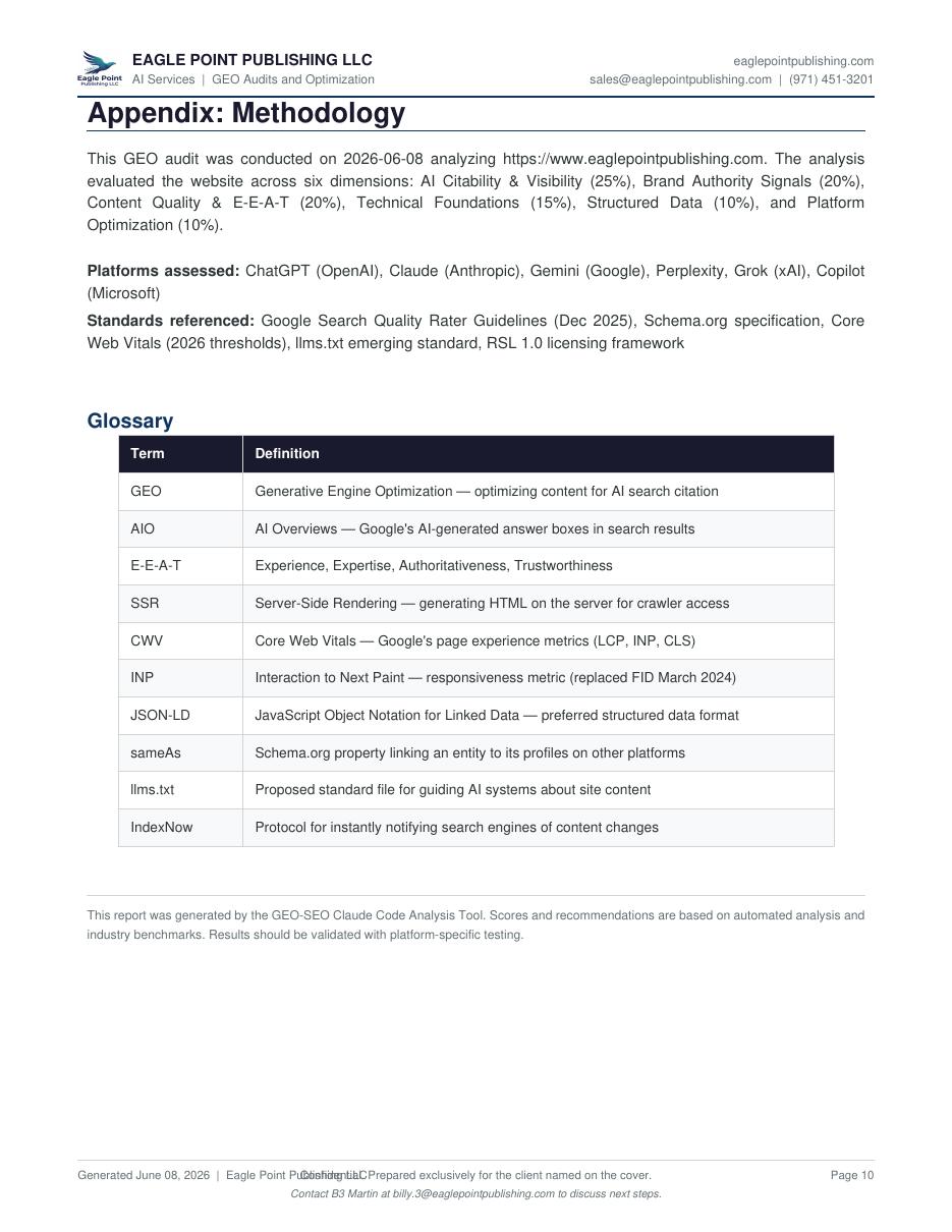 After GEO audit report page 10