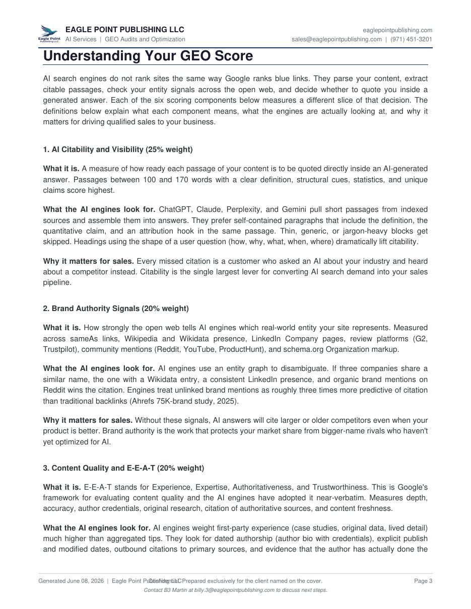 After GEO audit report page 3
