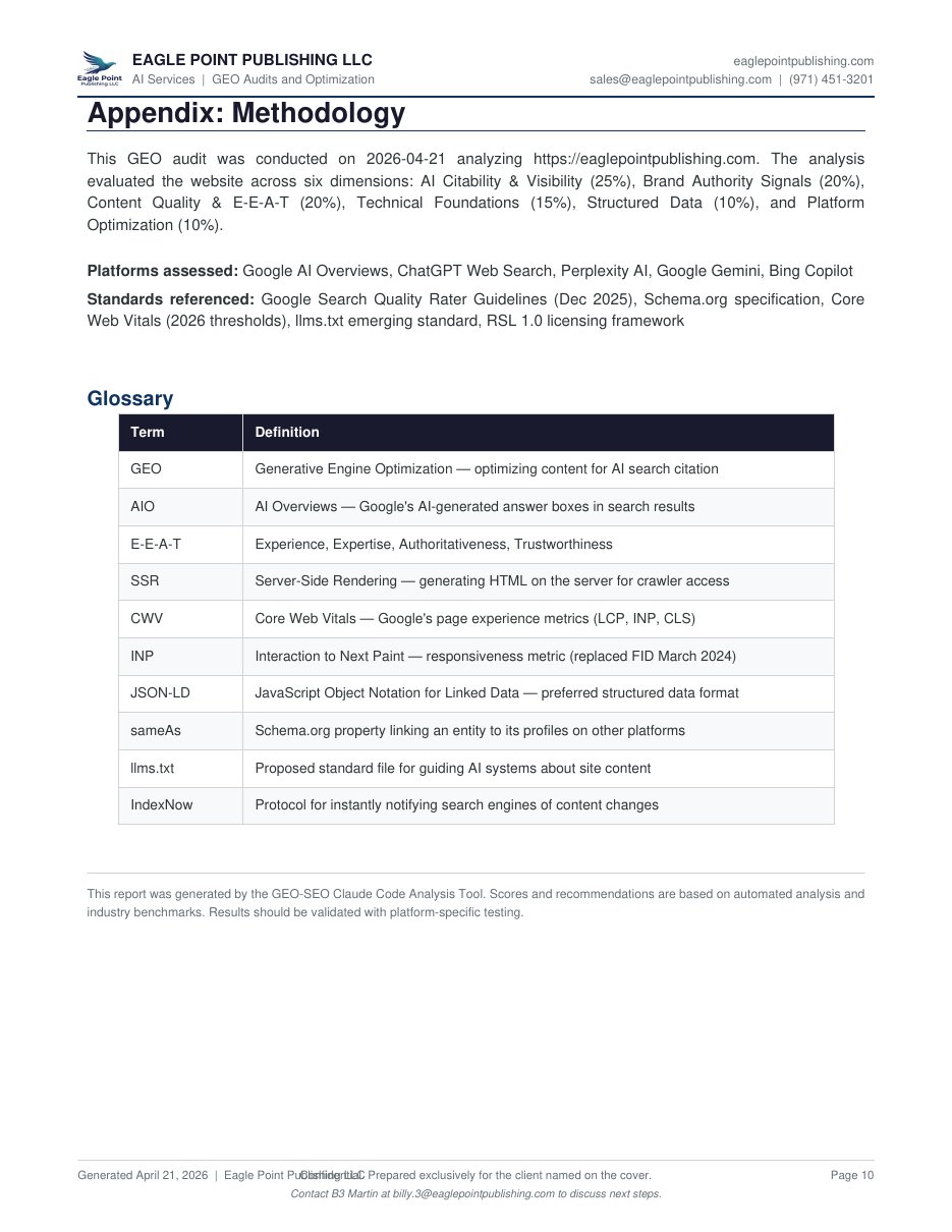 Before GEO audit report page 10