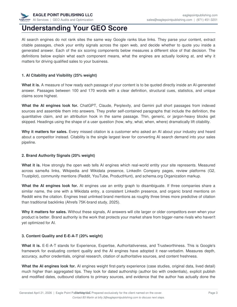 Before GEO audit report page 3